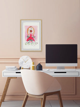 "Pink Wall Vanity" Framed Painting Print, 12"x18"