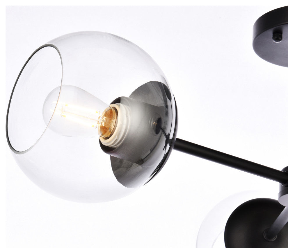 Brooke 26" Flush Mount, Black With Clear Shade