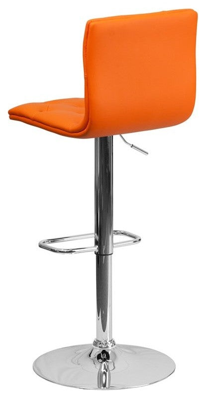 Estella Abby Mid-Back Tufted Orange Vinyl Adjustable Barstool, Swivel