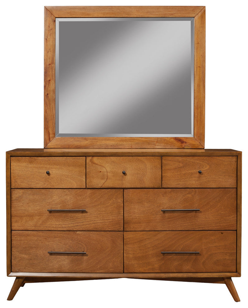 Flynn Mid Century Modern 7 Drawer Dresser, Acorn