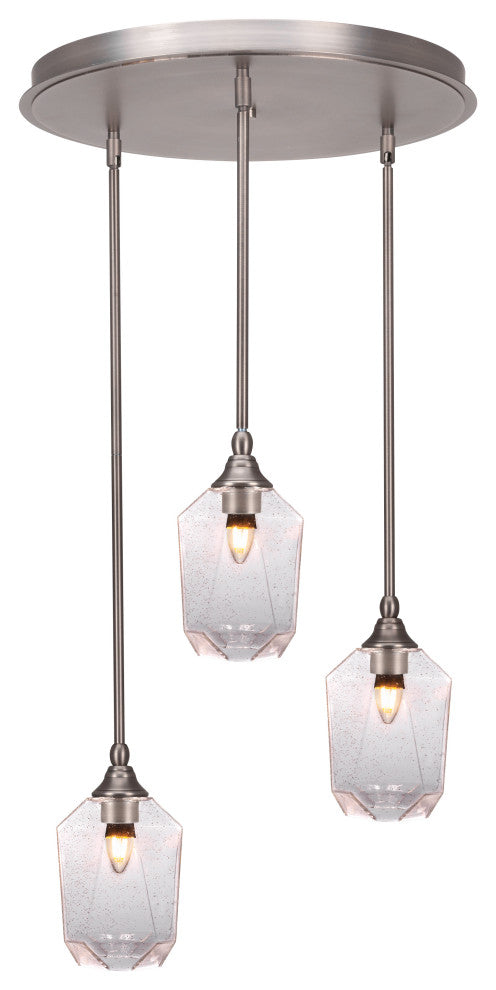 Empire 3-Light Cluster Pendalier, Brushed Nickel/Clear Bubble