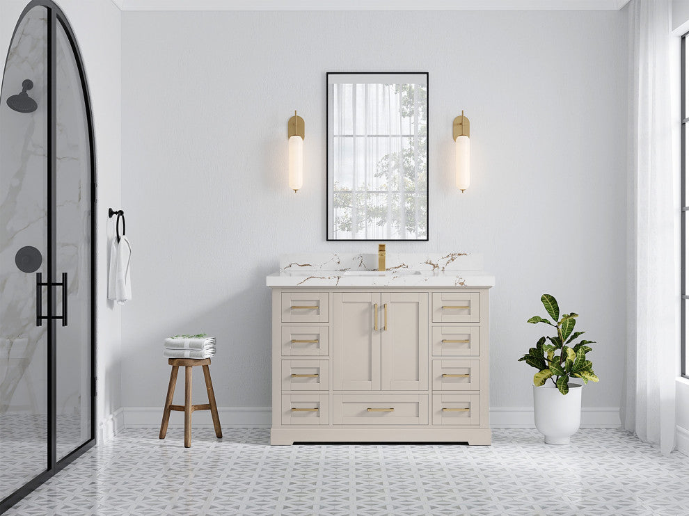 Boston 48" Single Sink Bath Vanity in Fine Grain 2" Viola Brown
