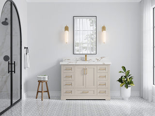 Boston 48" Single Sink Bath Vanity in Fine Grain 2" Viola Brown