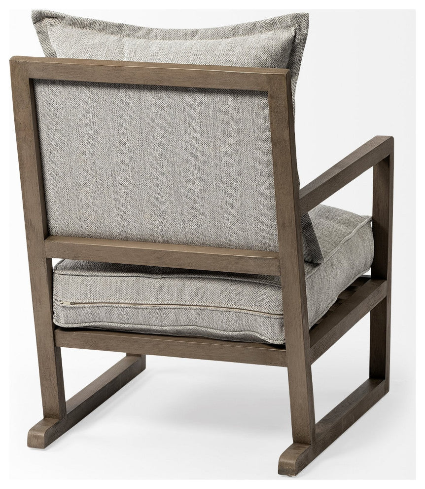 Wooden Accent Chair With Ash Gray Cushions