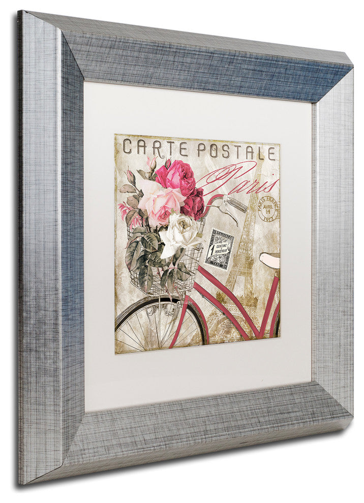 Color Bakery 'Postale Paris I' Art, Silver Frame, White Matte, 11"x11"