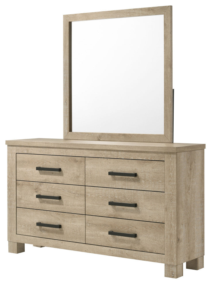 Oakglen 6-drawer Bedroom Dresser and Mirror Weathered Oak