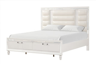 Genoa White Wood Frame King Panel Bed