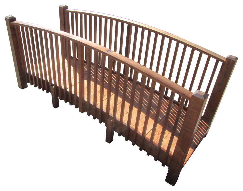 12 ft Commercial Grade Wood Garden Bridge With High Rails