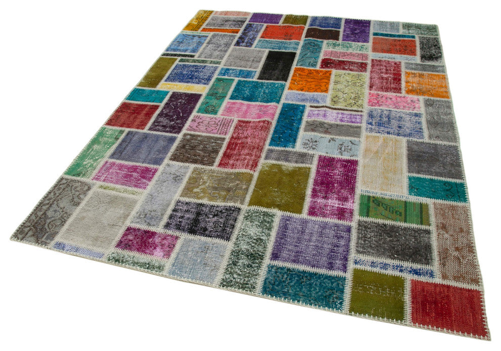 Rug N Carpet - Hand-Knotted Turkish 5' 8" x 7' 10" Vintage Patchwork Area Rug
