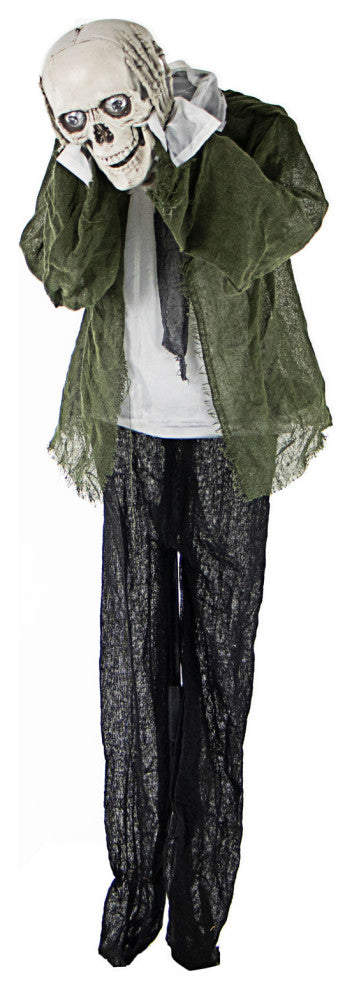 Life-Size Animated Headless Man Prop Holding Talking Skull