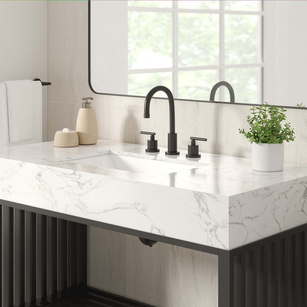Gridiron 48" Bathroom Vanity, White Black