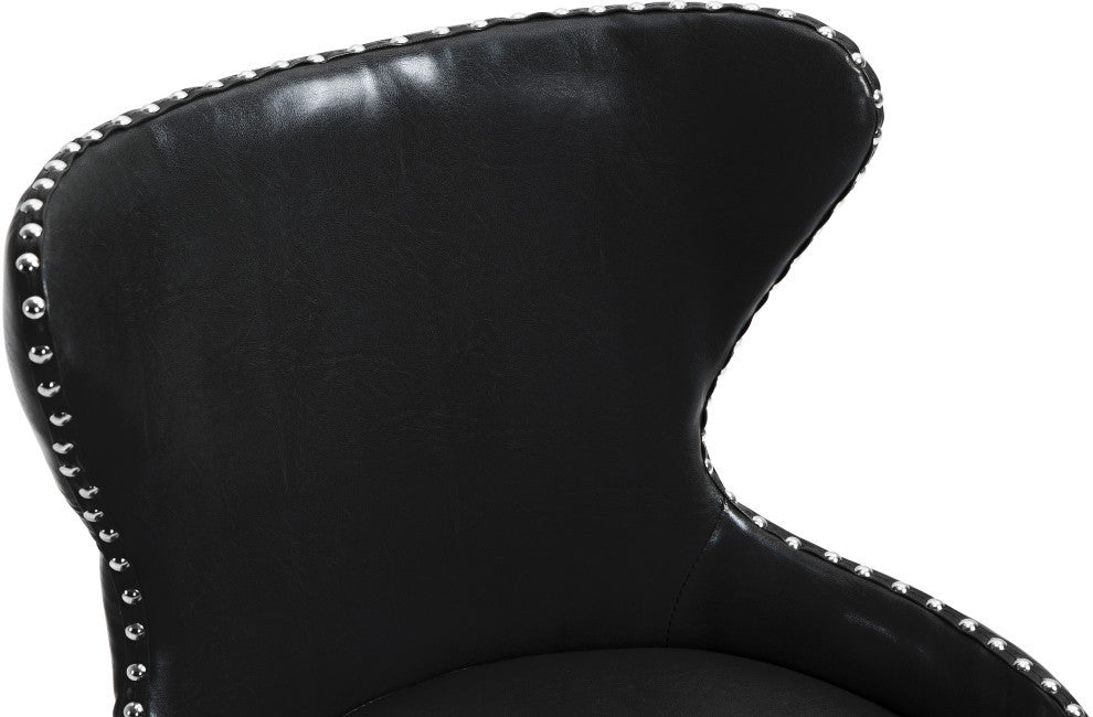 Hendrix Swivel and Adjustable Vegan Leather Office Chair, Black, Rich Chrome Base