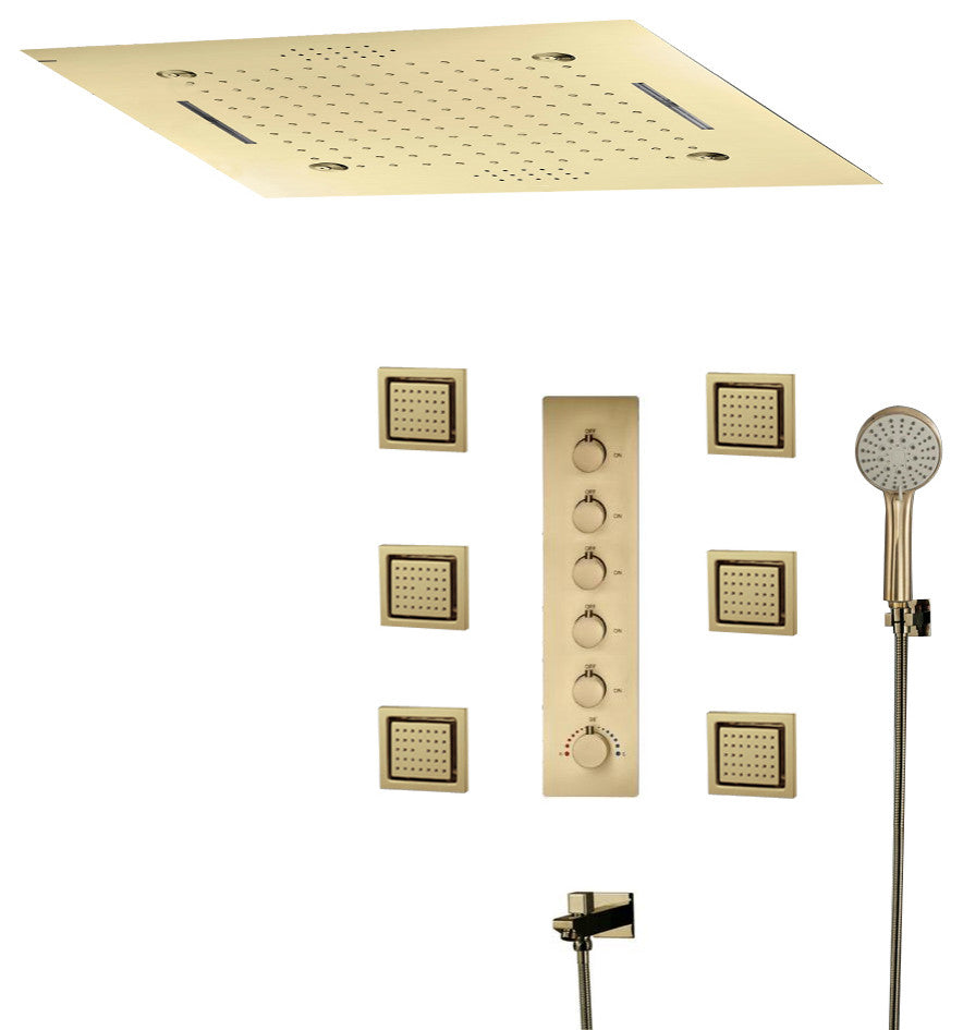 LED Shower System With Body Jets and Hand Shower, Style 4, Remote Control Light