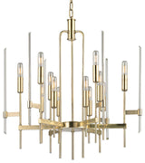 Bari, Twelve Light Chandelier, Aged Brass Finish, Clear Glass