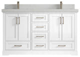 Boston 60 Double Bathroom Vanity in White 2" Carrara Quartz