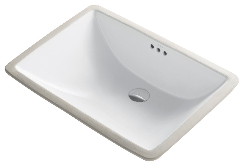 Elavo Ceramic Rectangle Undermount Bathroom Sink, White
