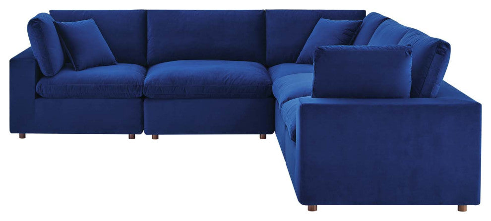 Sectional Sofa Set, Velvet, Blue Navy, Modern, Living Lounge Hotel Hospitality
