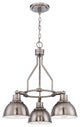 Timarron 3-Light Down Chandelier, Antique Nickel With Hammered Metal
