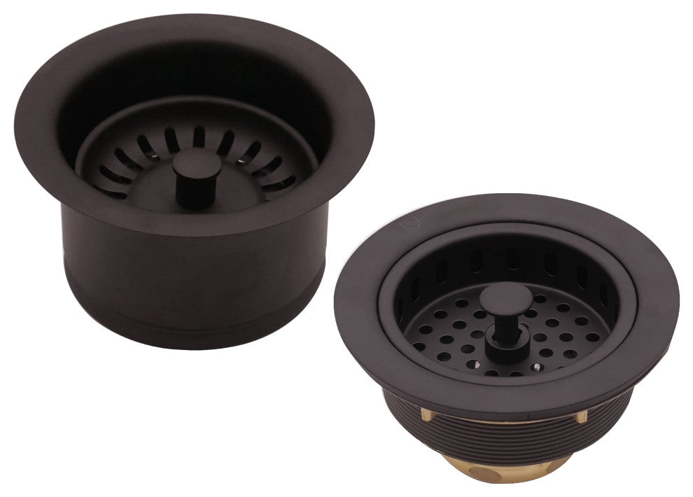 CO2196S 3.5" Post Style Large Kitchen Sink Basket Strainer, Oil Rubbed Bronze