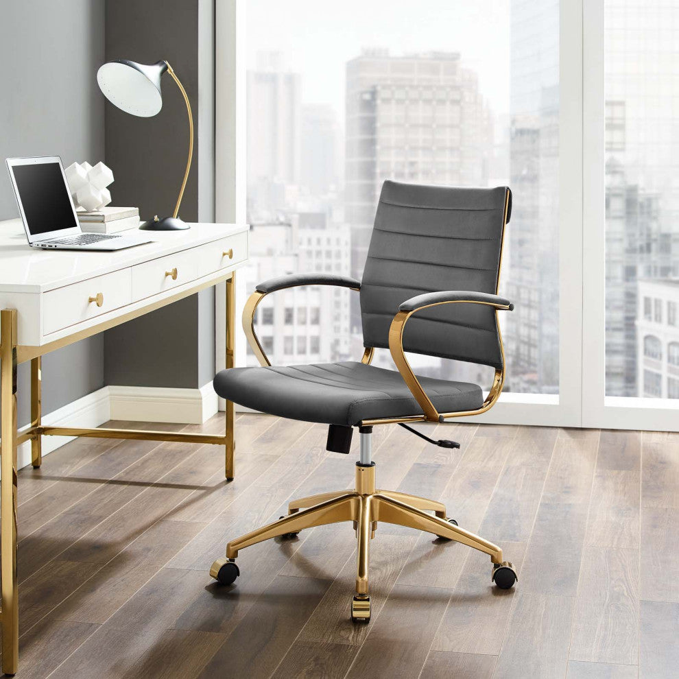 Computer Work Desk Chair, Velvet, Gray, Modern, Home Business Office