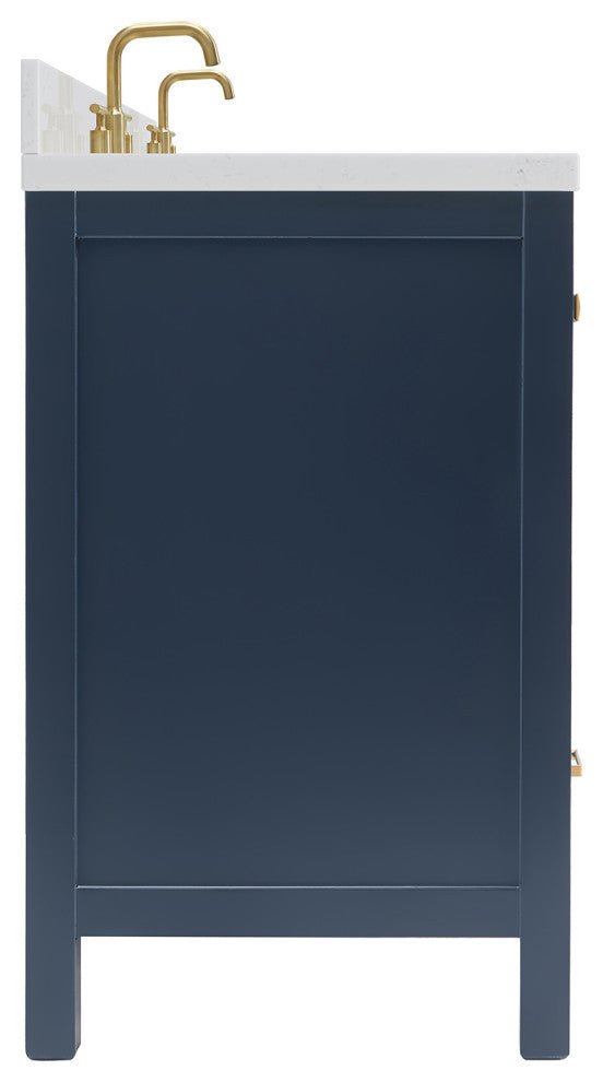 Ariel Cambridge 60" Double Rectangle Sinks Vanity, Carrara Quartz