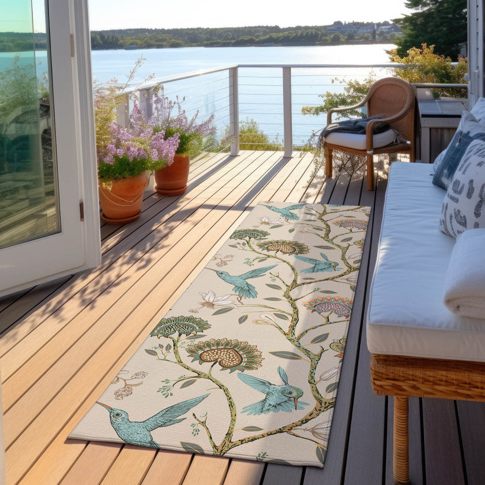 Indoor/Outdoor Kendall KE19 Putty Machine Washable 2'3" x 7'6" Runner Rug
