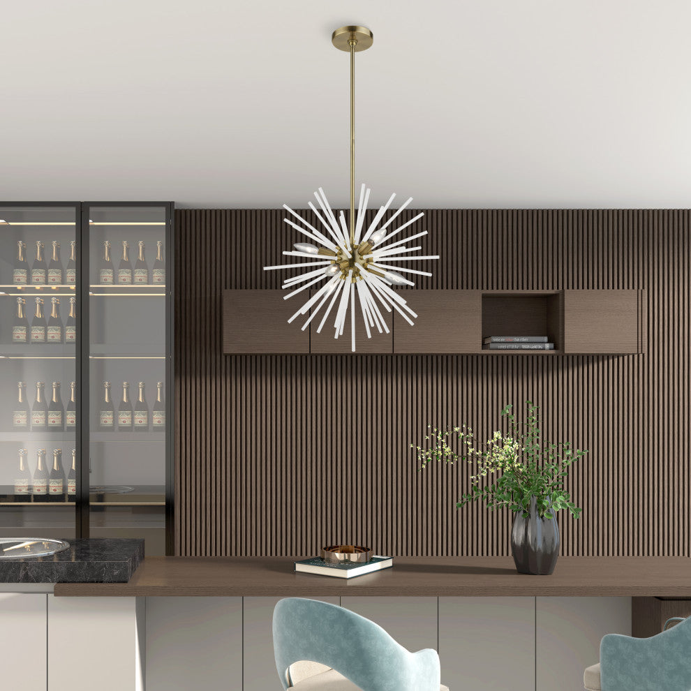 Uptown 6 Light Antique Brass Pendant Chandelier