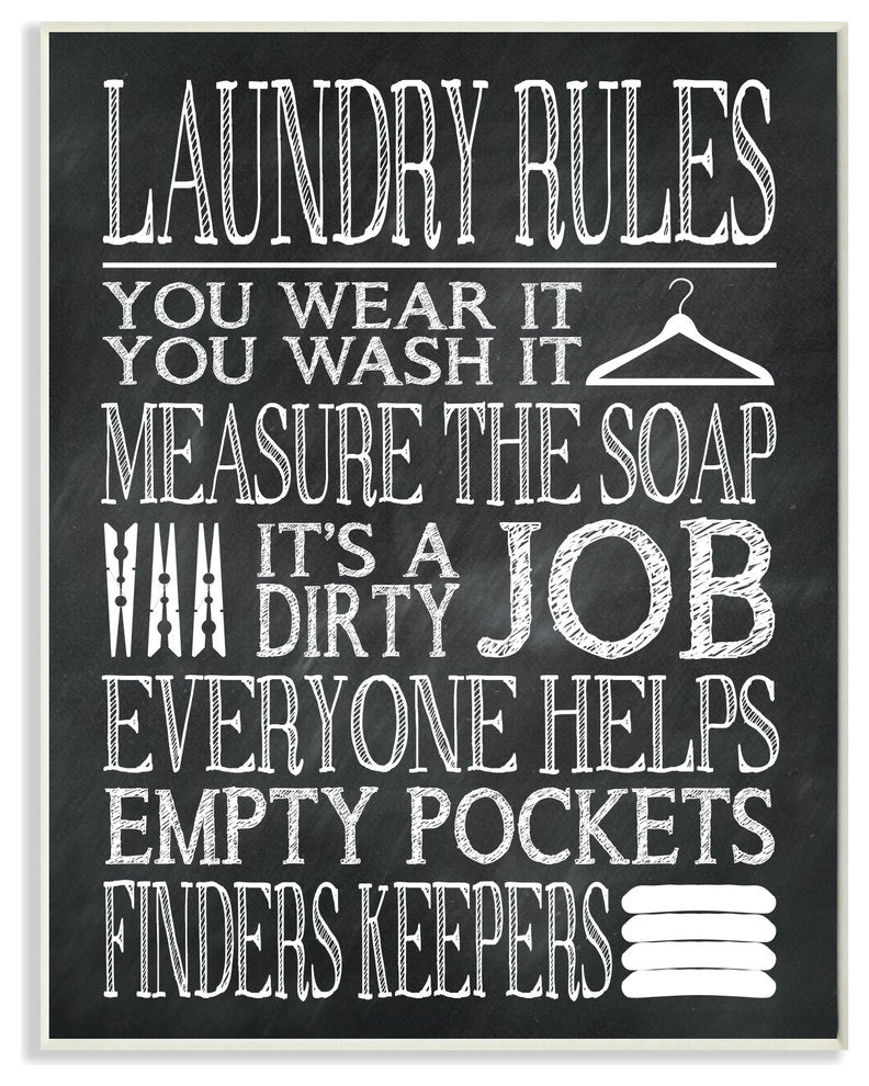 "Laundry Rules Wear It Wash It Chalk Look" Wall Plaque Art