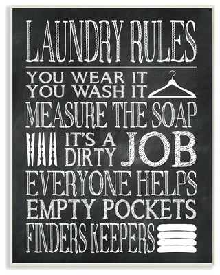 "Laundry Rules Wear It Wash It Chalk Look" Wall Plaque Art