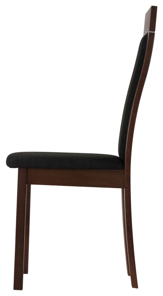 Cortesi Home Tia Dining Chair, Charcoal Fabric, Walnut Finish, Set of 2