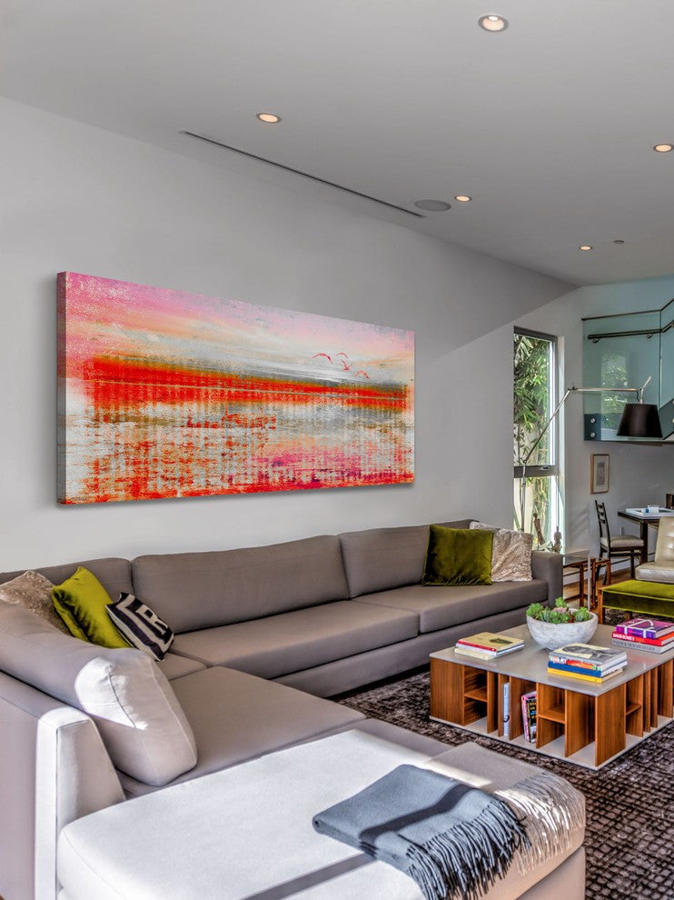 "Dock Birds" Print on Canvas, 36"x18"