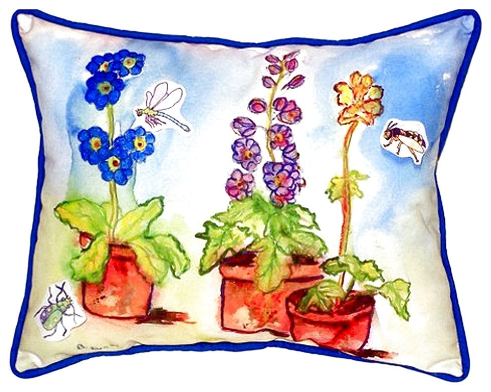 Betsy Drake Potted Flowers Small Indoor/Outdoor Pillow 11x14