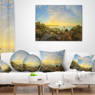 Rocky Untouched Romantic Seashore Seashore Throw Pillow, 16"x16"