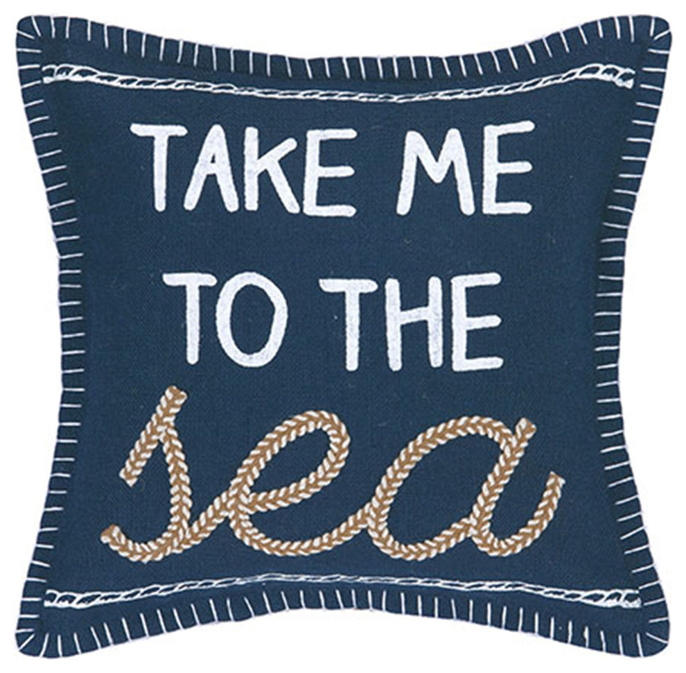 Take Me To The Sea Embroidered Pillow
