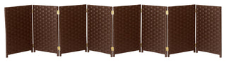 2 ft. Short Woven Fiber Room Divider 8 Panel Dark Mocha