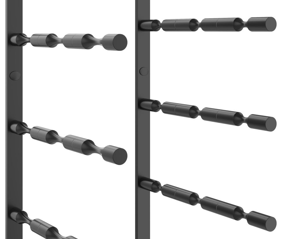Vino Pins Flex 45 (wall mounted metal wine rack), Matte Black, 27 Bottles
