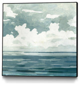 "Textured Blue Seascape II" Framed Canvas by Giant Art 30"x30"