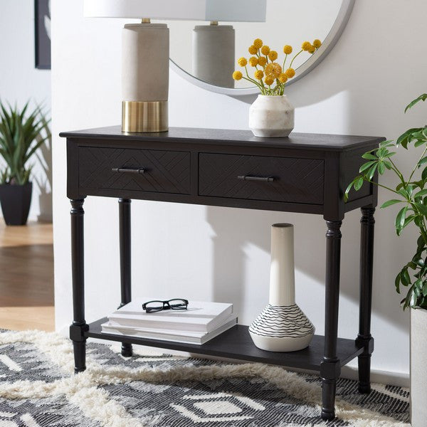 Safavieh Peyton 2 Drawer Console Table, Black