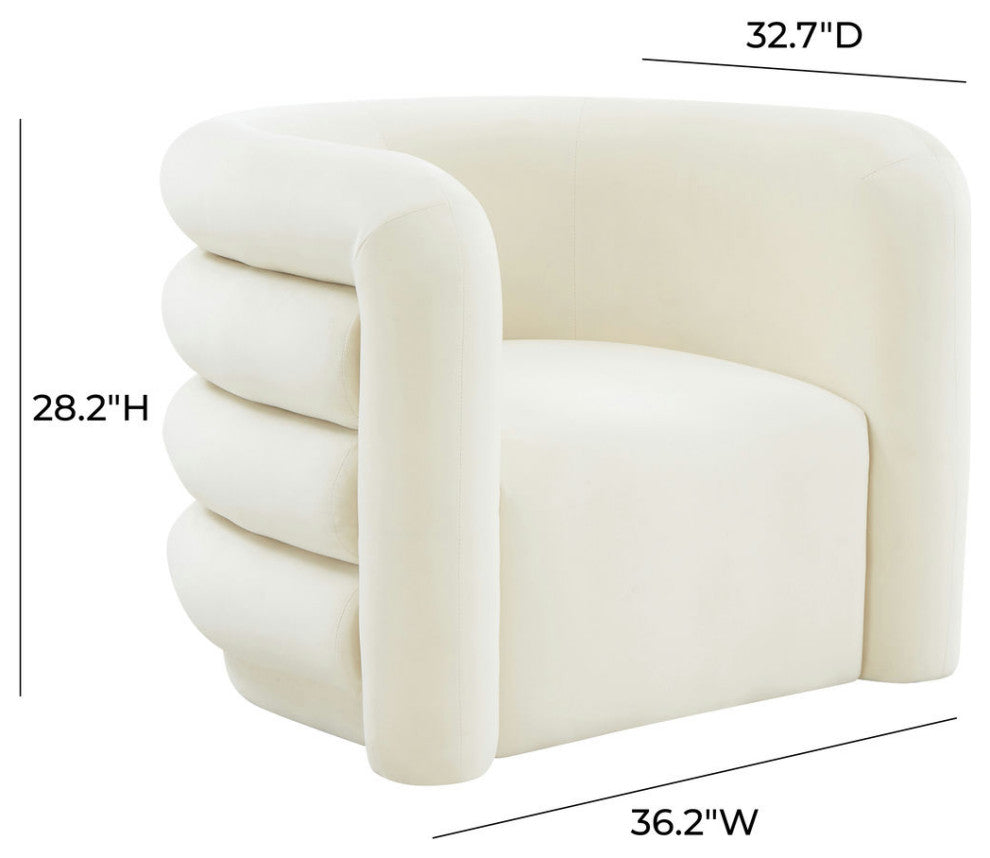 TOV Furniture Curves Cream Velvet Lounge Chair