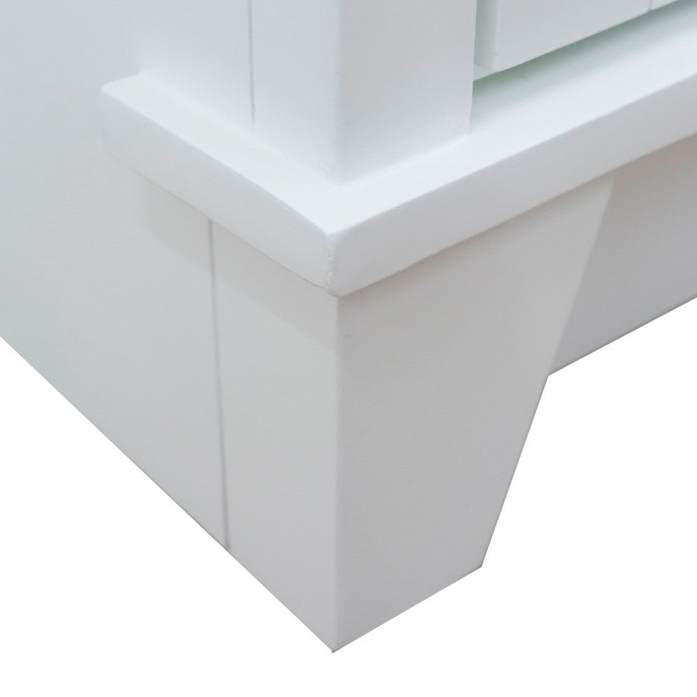 48" Double Sink Vanity, White Finish With Gray Granite And Rectangle Sink