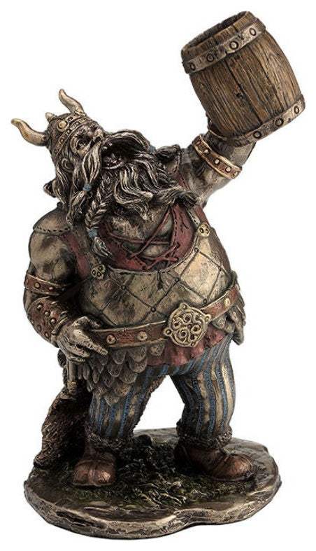 Viking Warrior Toasting With Wooden Mug Statue