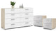 3PC Set Engineered Wood 2 Nightstands and 1 Double Dresser in Oak and White