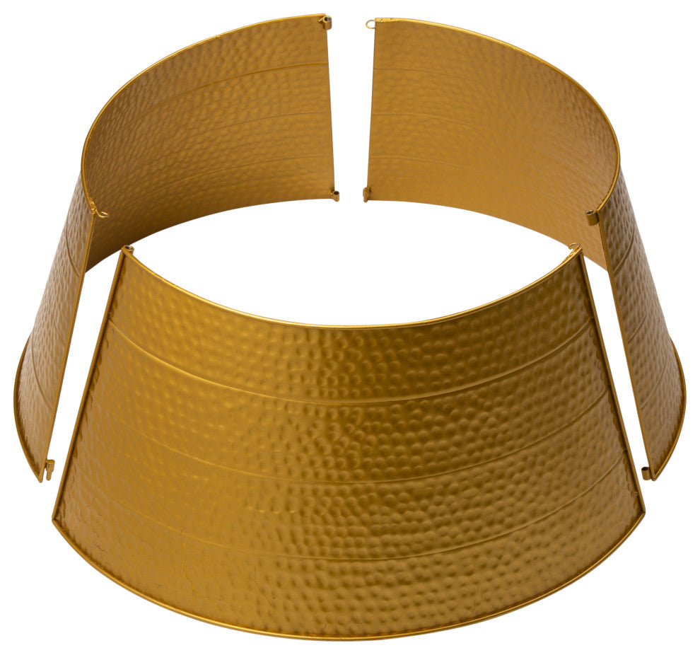 26"D Golden Hammered Metal Tree Collar