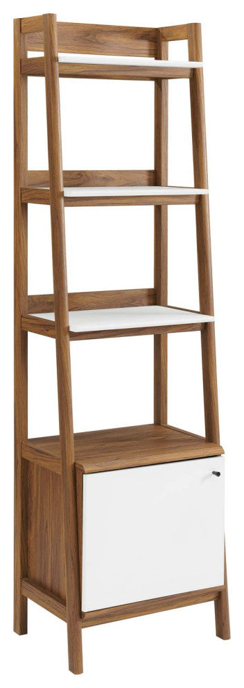 Bookcase Book Shelf Rack, Wood, Brown Walnut White, Modern, Lounge Hospitality