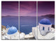 "Blue Domed Churches on Caldera" Metal Wall Art, 3 Panels, 36"x28"