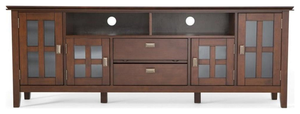 Artisan Solid Wood 72" Wide Tv Media Stand In Russet Brown For Tvs Up To 80"es