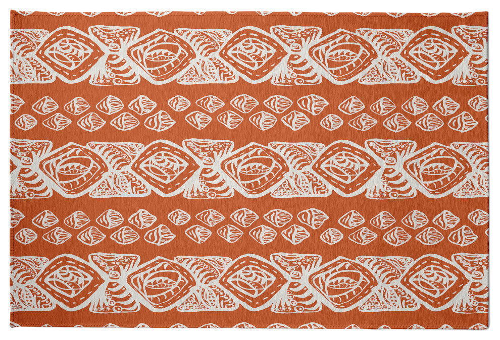 Tribal Geo Rug, Orange, 2'x3'