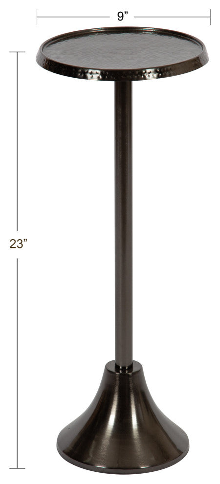 Sanzo Metal Side Table, Pewter 9x9x23
