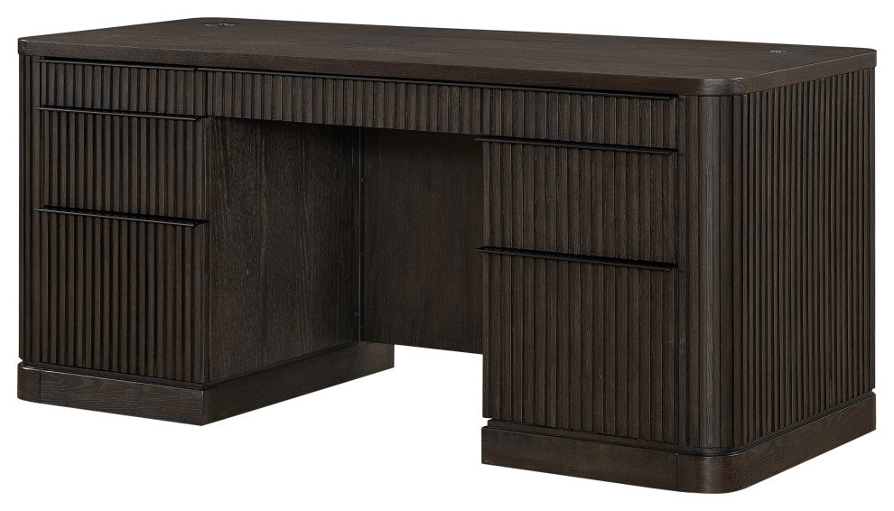 Contemporary Wood Credenza, Office Desk, Brown