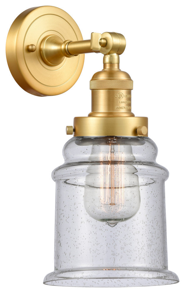 Canton 1 Light Sconce, Satin Gold, Seedy